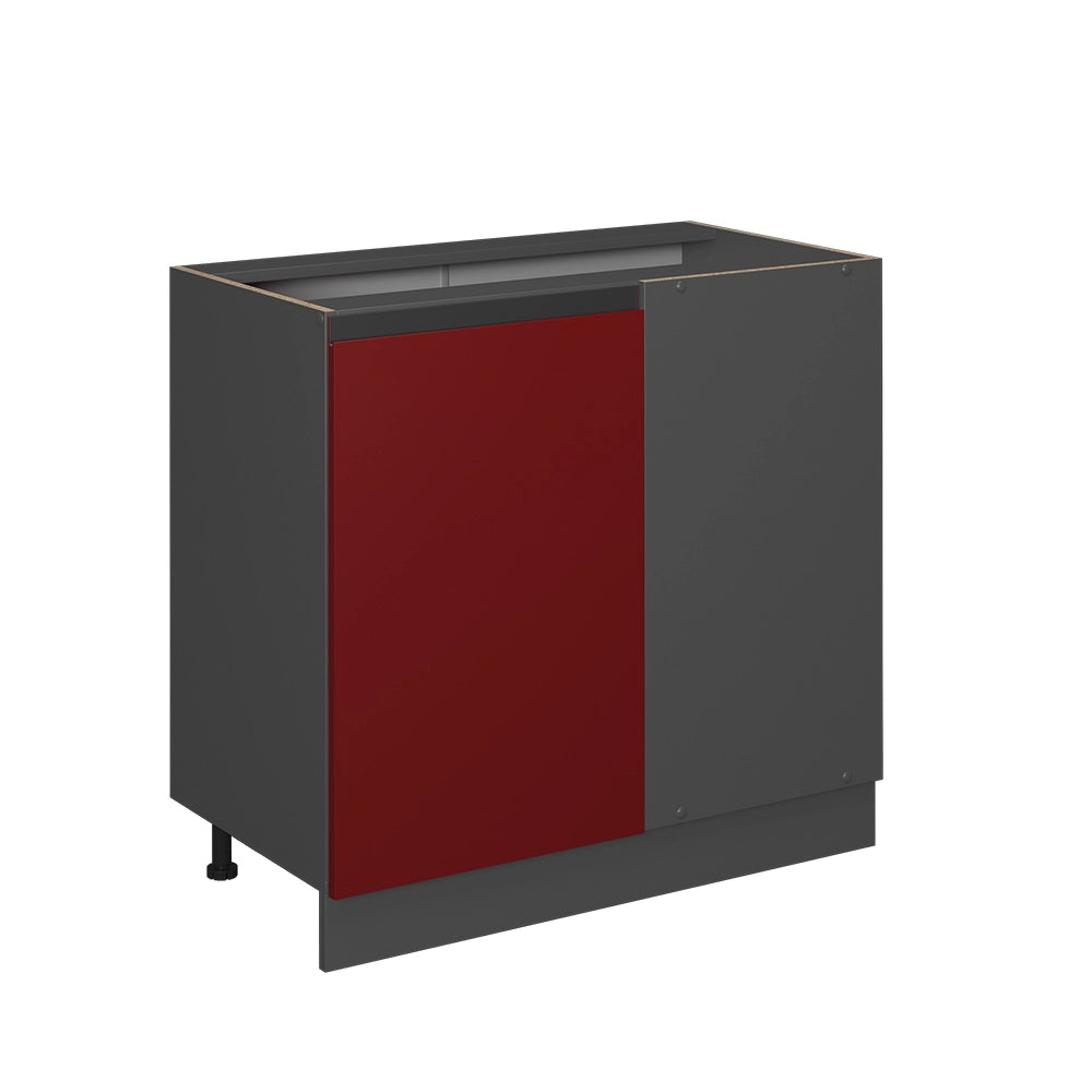 Mobile ad angolo cucina R-Line Rosso/Antracite 86 cm Forma a J, senza piano di lavoro Vicco