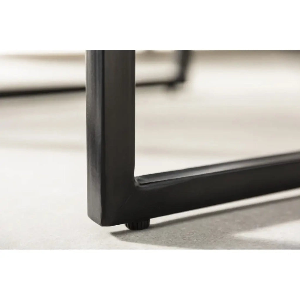 Tavolini impilabili VORTEX in legno massiccio Sheesham e metallo nero – set di 2 tavolini design industriale