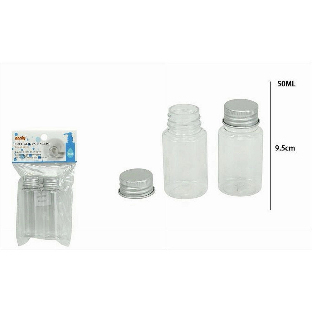 Trade Shop - Set 4pz Bottiglia Viaggio Contenitori Vuoti Ricaricabili Tappo A Vite 50ml 79383 -