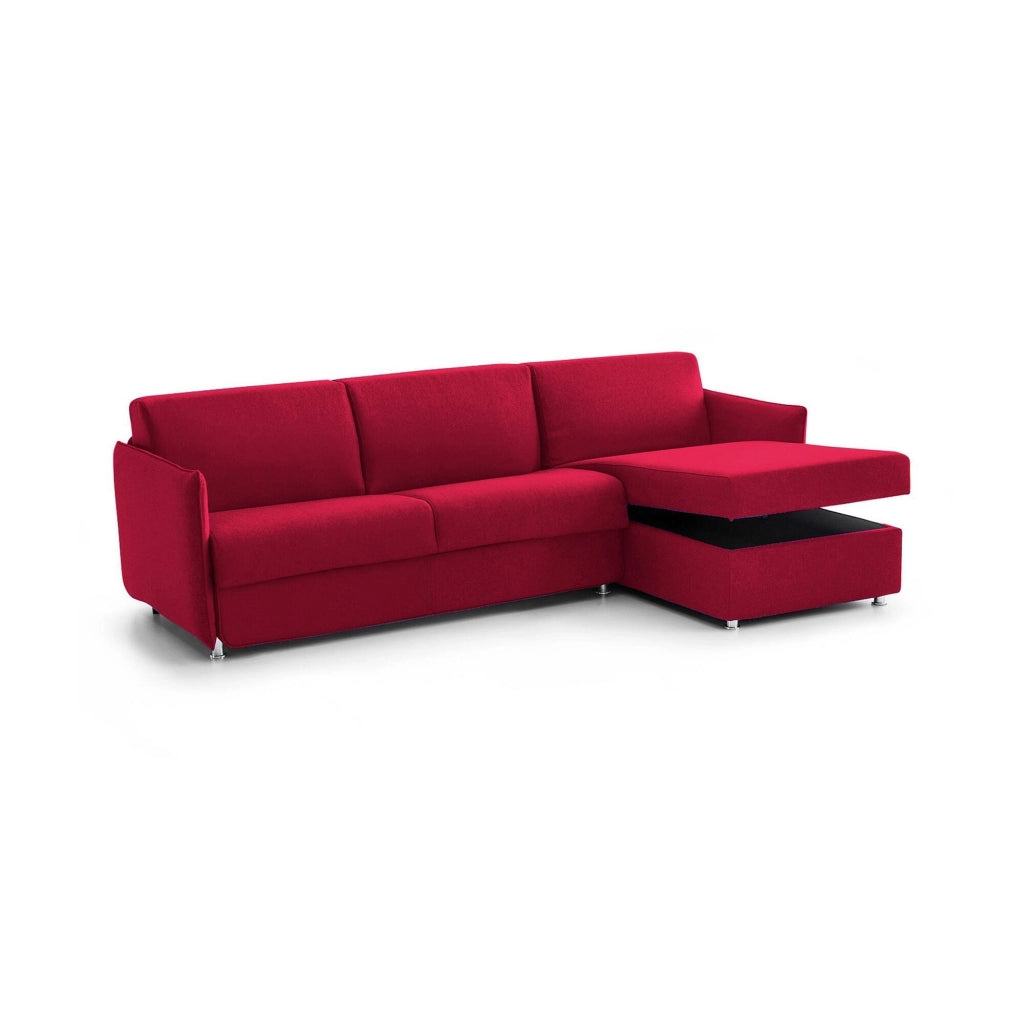 Posina, Divano Fisso con Penisola Sfoderabile Made in Italy, 260x160 cm Rosso