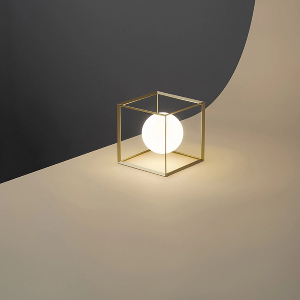 Lampada Da Scrivania Contemporanea Cube Metallo Oro 1 Luce G9