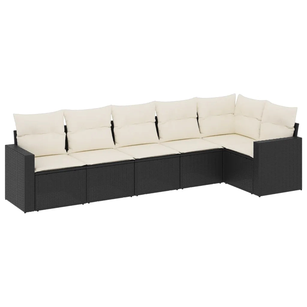 Set Divano da Giardino 6 pz con Cuscini Nero in Polyrattan 3218976