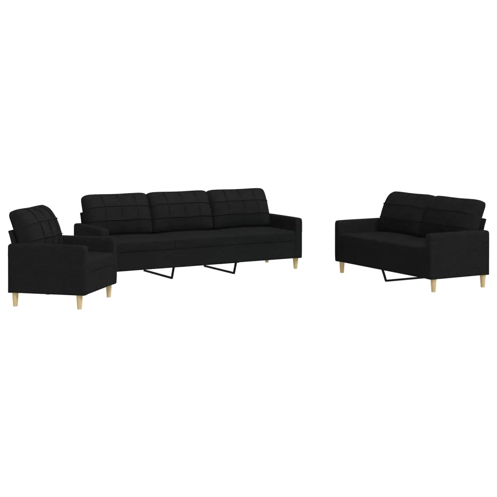 Set d Divani 3 pz Nero in Tessuto 3278291