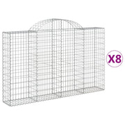 Set di 8 gabbioni ad arco per recinzione gabbia o muro di contenimento 200 x 30 x 120/140 cm ferro zincato argento 02_0041156