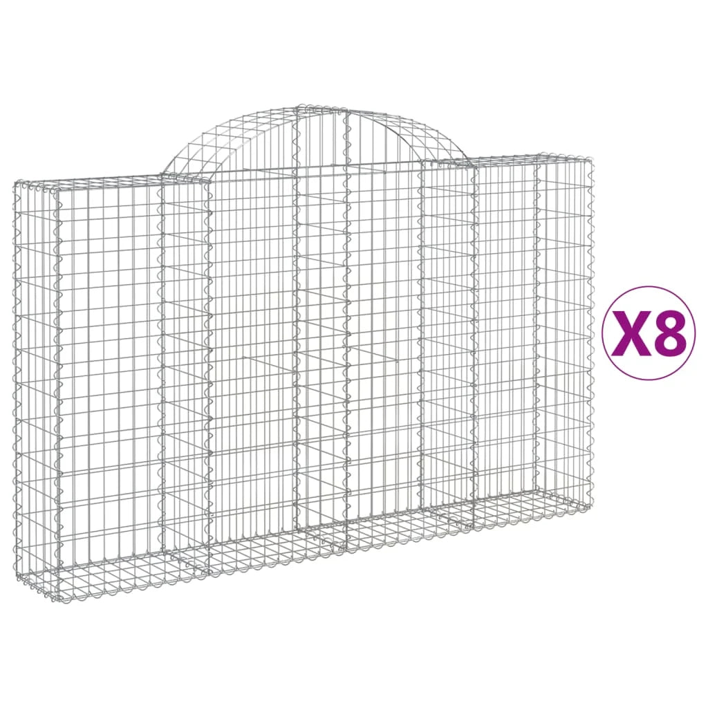 Set di 8 gabbioni ad arco per recinzione gabbia o muro di contenimento 200 x 30 x 120/140 cm ferro zincato argento 02_0041156