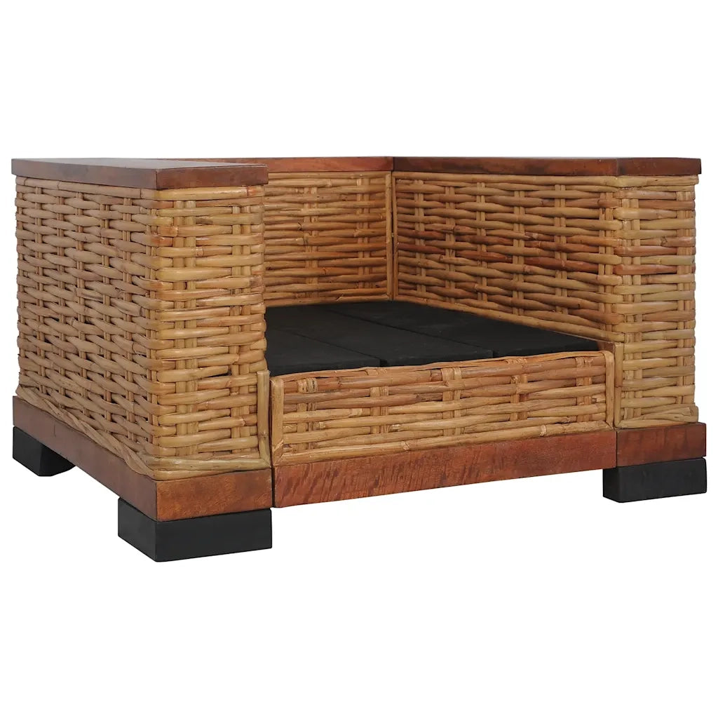 Set di Divani 2 pz con Cuscini in Rattan Naturale Marrone cod mxl 6844