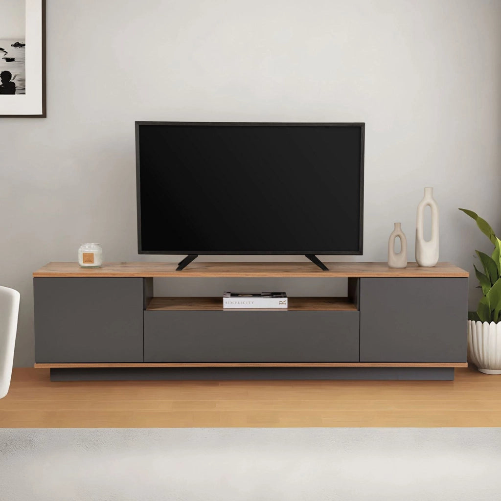 Porta TV in legno "Veramont" - 180 x 44 x 44 cm - Grigio antracite