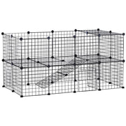 RECINTO GABBIA ANIMALI DOMESTICI IN METALLO NERO 36 PANNELLI 35 X 35 CM