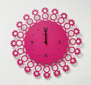 Orologio da Parete in Metallo Decoro Fiorellini Magenta 32 cm