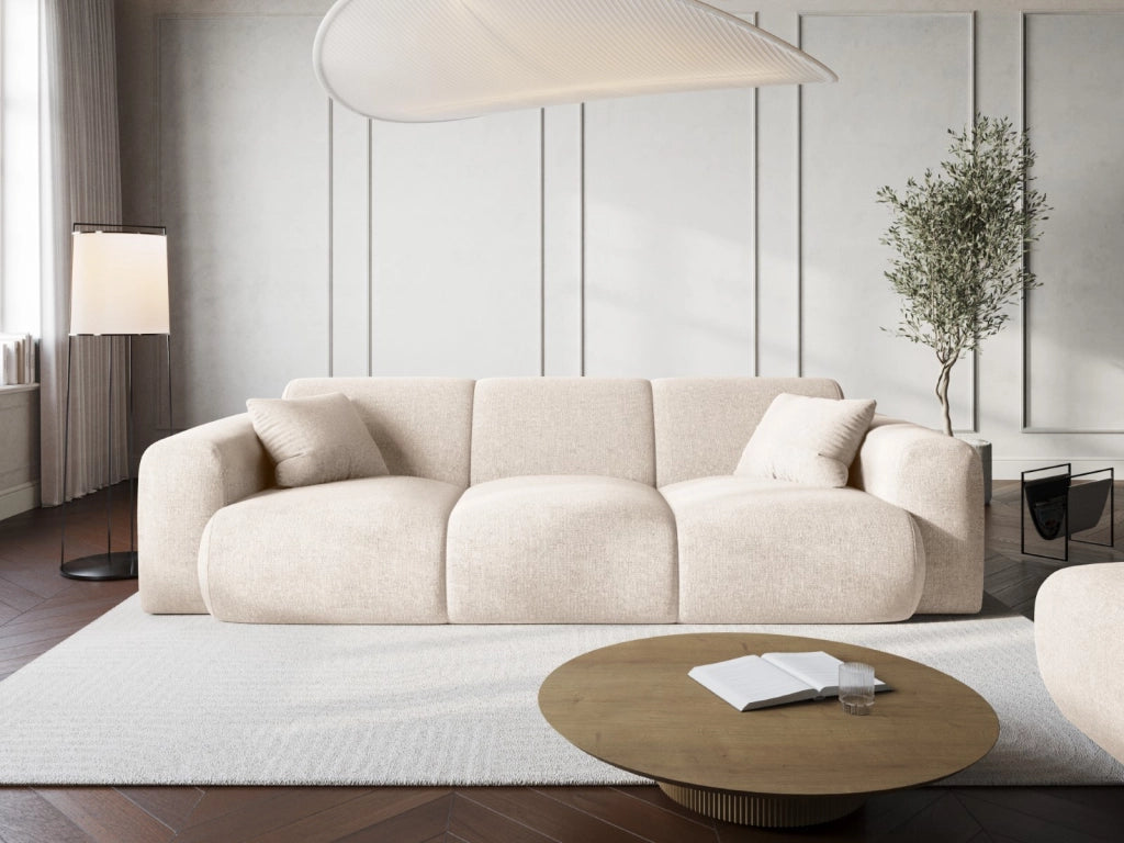Cosmopolitan Design - Divano "Nolio" 3 posti in ciniglia beige chiaro 