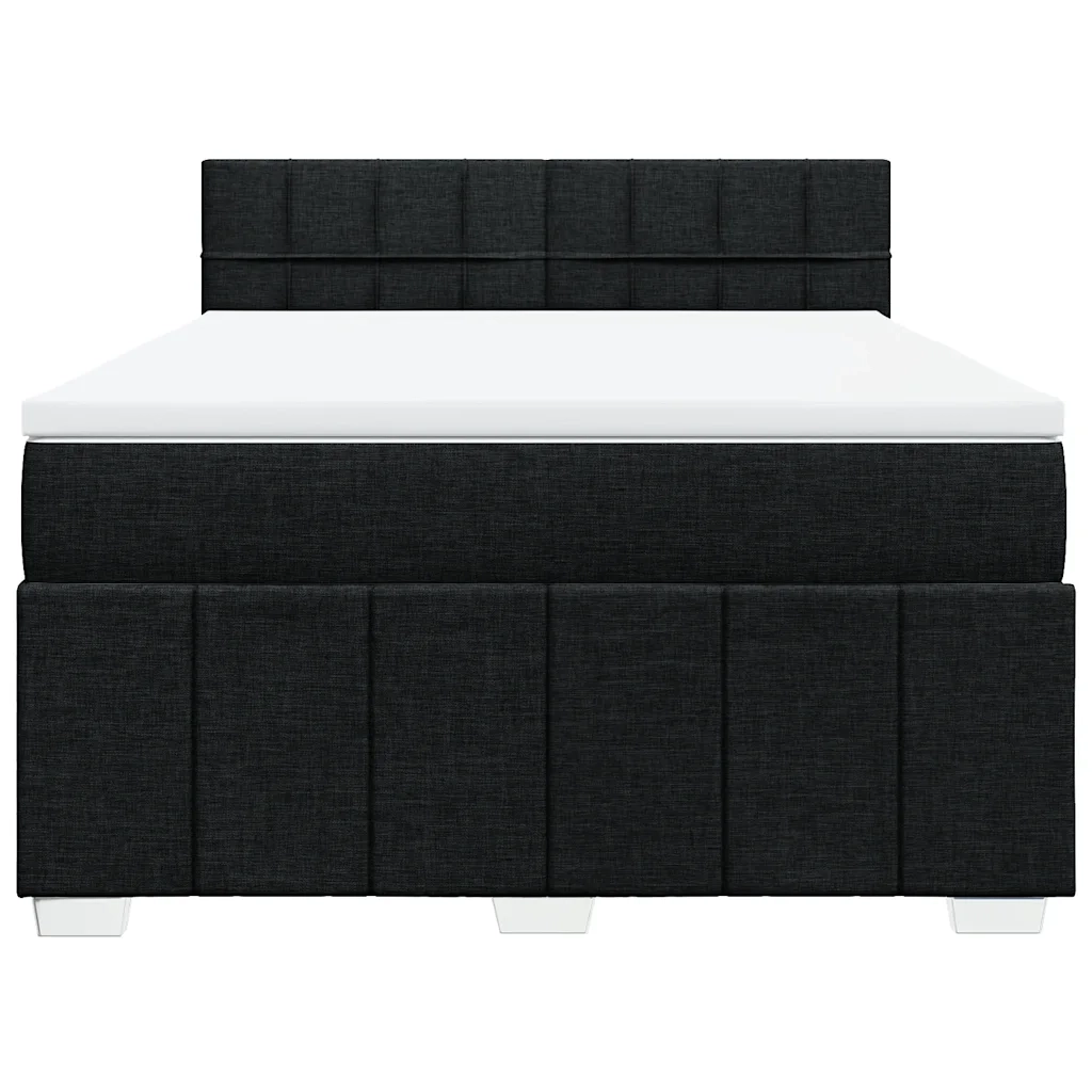 Giroletto a Molle con Materasso Nero 140x200 cm in Tessuto