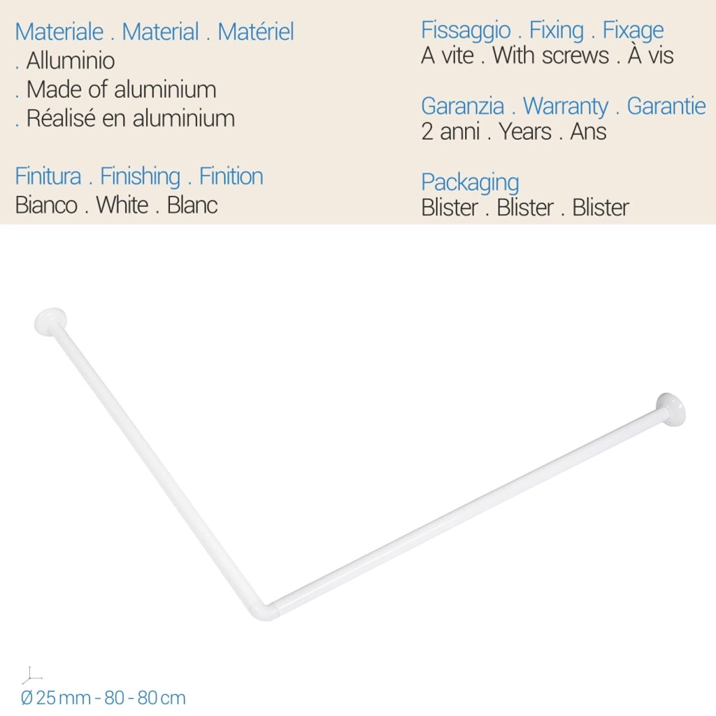 Tubo doccia angolare 80x80 Cm Bianco