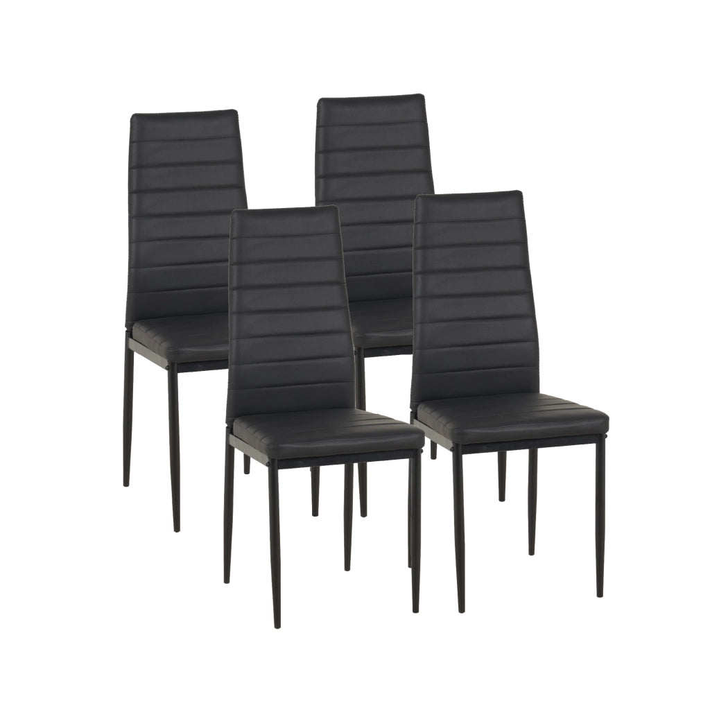 Set Sedie da Pranzo 4 o 6 Pezzi, Sedie Moderne Imbottite per Cucina Soggiorno Sala da Pranzo, Facile Montaggio con Gambe Robuste, Rivestimento in Pelle Sintetica  Nero - 4 Pezzi