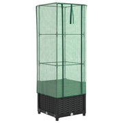 Fioriere | Cassetta per fiori | Letto Rialzato con Copertura Serra Effetto Rattan 40x40x139 cm