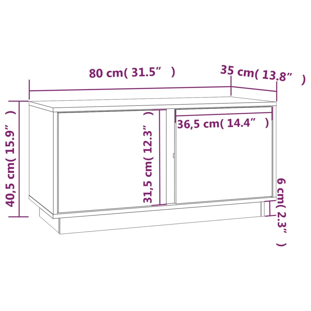 Mobile TV multimediale mensola TV credenza TV sala da pranzo soggiorno camera da letto 80 x 35 x 40,5 cm legno di pino massiccio grigio 02_0026277