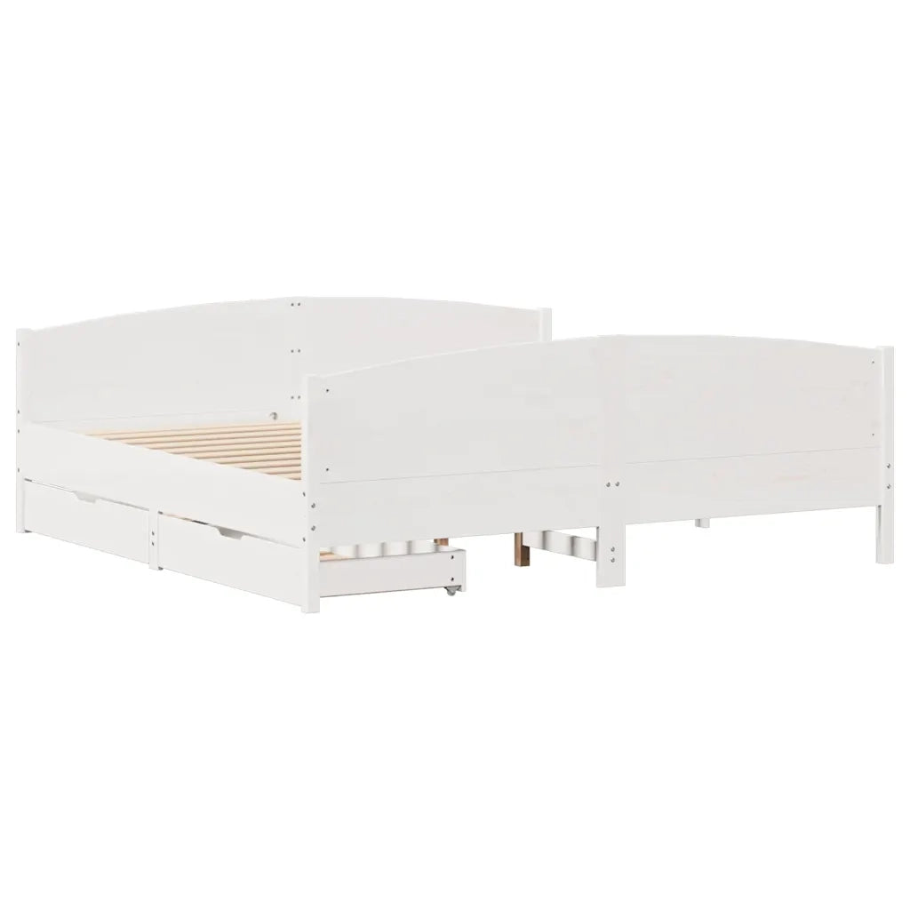 Giroletto senza Materasso Bianco 200x200 cm Legno Massello Pino