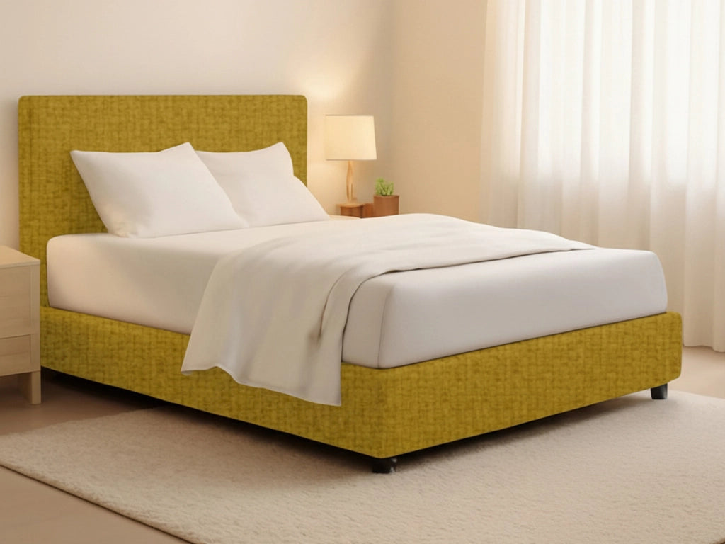 Widnes, Letto Matrimoniale Sfoderabile Made in Italy, Giallo Ocra