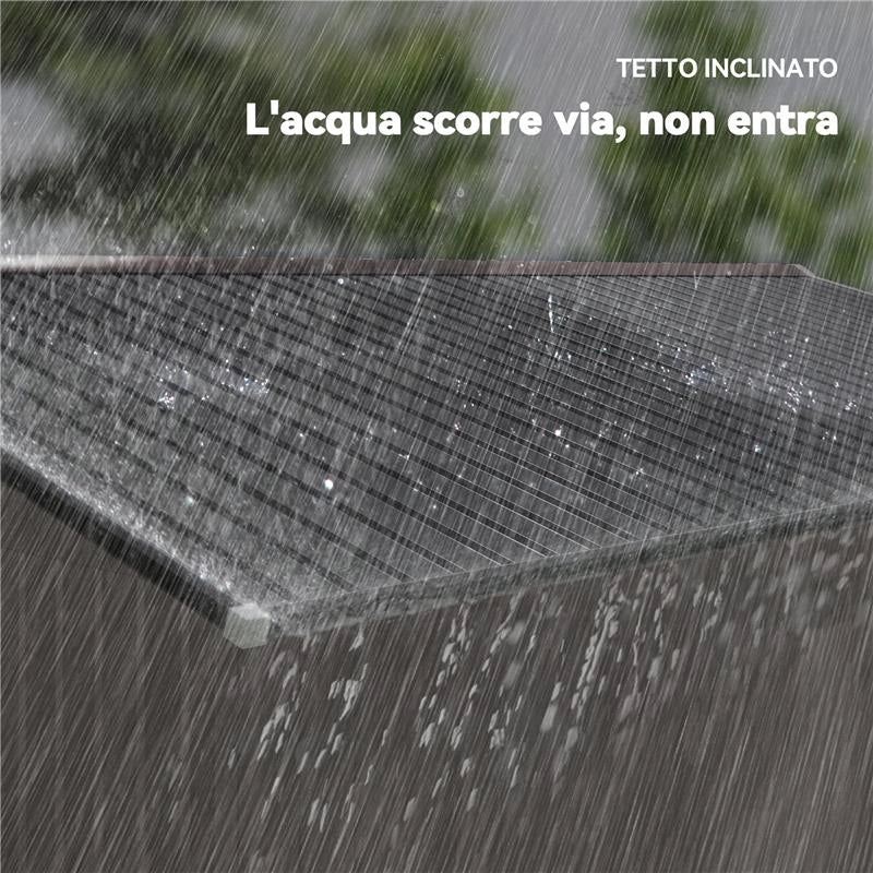 CASETTA DA GIARDINO CON 2 PORTE SCORREVOLI E 4 PRESE D'ARIA IN ACCIAIO, 322X277X192 CM, MARRONE