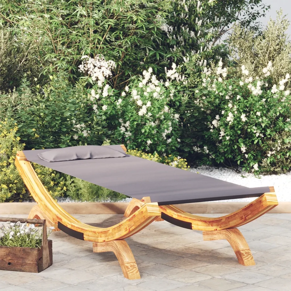 Lettino Prendisole | Sdraio da giardino | Lettino da sole 100x188,5x44 cm in Legno Curvato Antracite