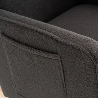 Sedia a dondolo con poggiapiedi e schienale alto, in tessuto Teddy, 67x96-127x96 cm, Grigio Scuro
