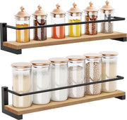 Set a sostegno in legno per erbe 2 pezzi, Organizzatore da appendere per la cucina per erbe, erbe, pentole e accessori da cucina, 40x9x7cm
