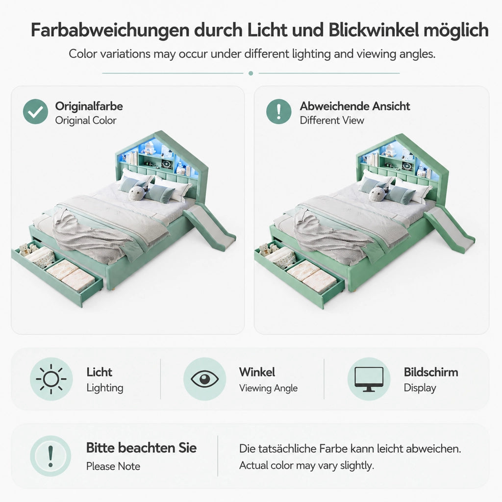letto per bambini velluto blu verde 140x200 cm