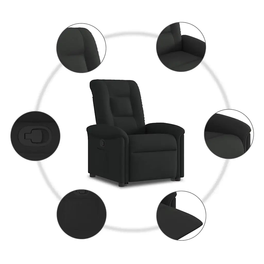 Poltrona | Sedia Relax Alzapersona Reclinabile Nera in Tessuto