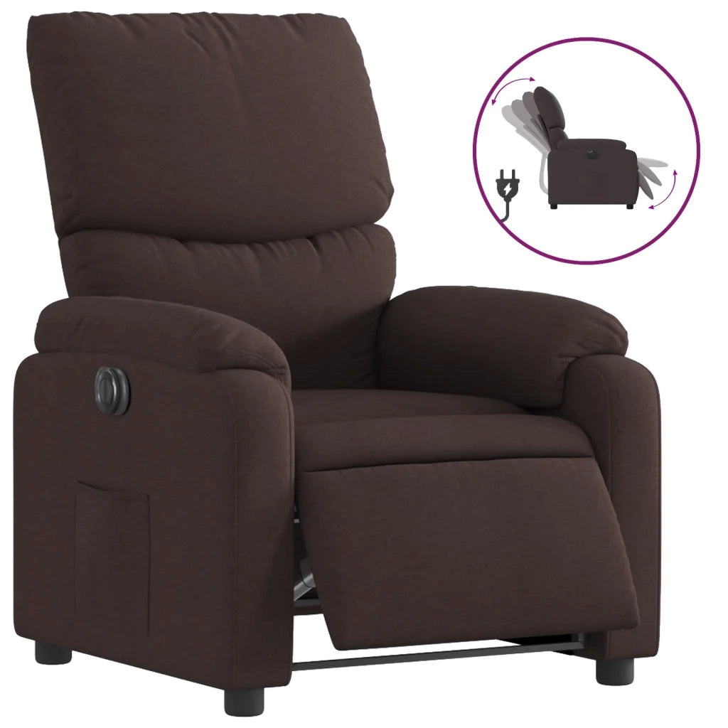 Poltrona Elettrica Reclinabile-Divano Sedia Marrone Scuro in Tessuto 237811