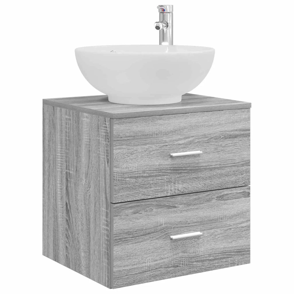 Set di mobili per il bagno 3 pz Sonoma grigio 3405912