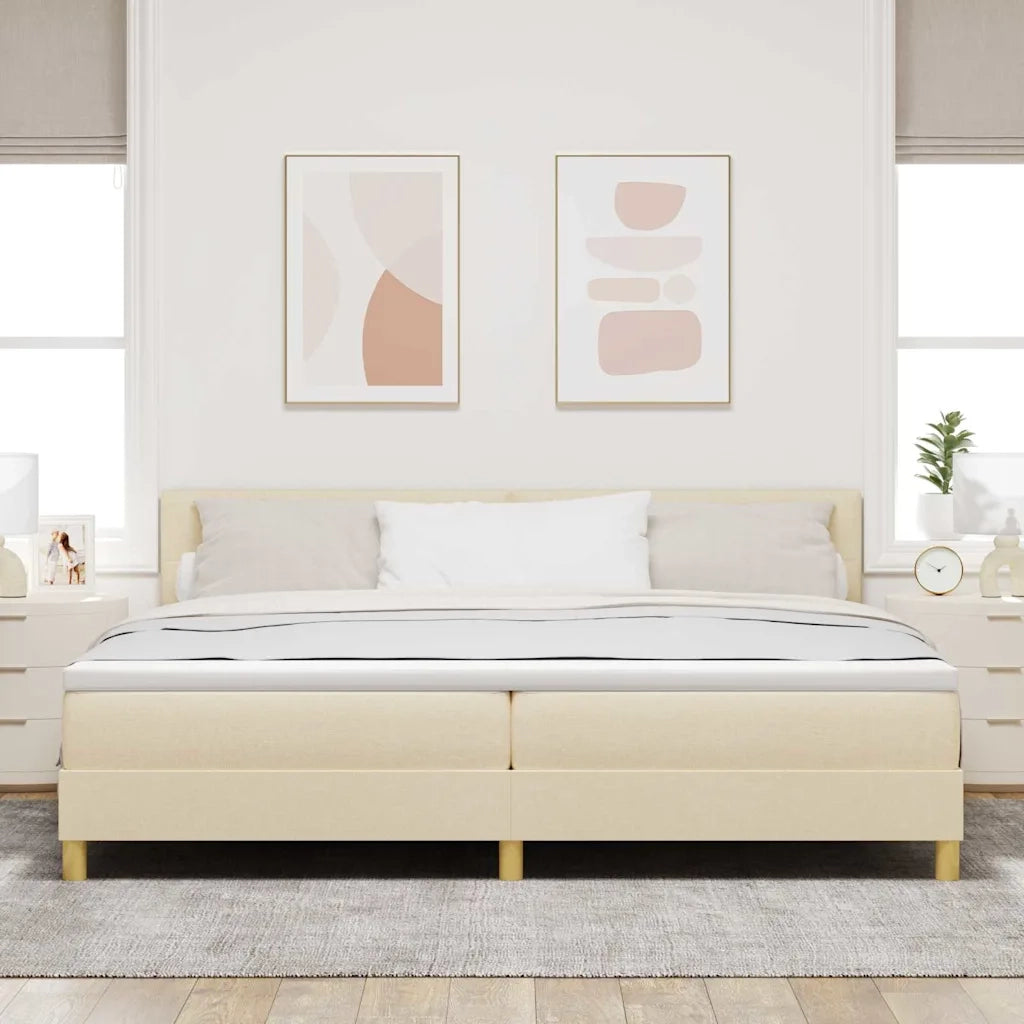 Letto a Sorgente LED con materasso Crema 200 x 200 cm Tessuto