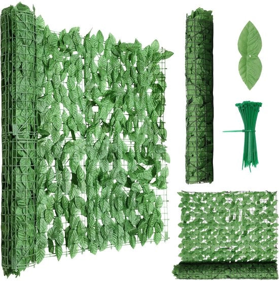 Hedera Artificiale 3m - Perfetto per la Privacy su Terrazzi - verde