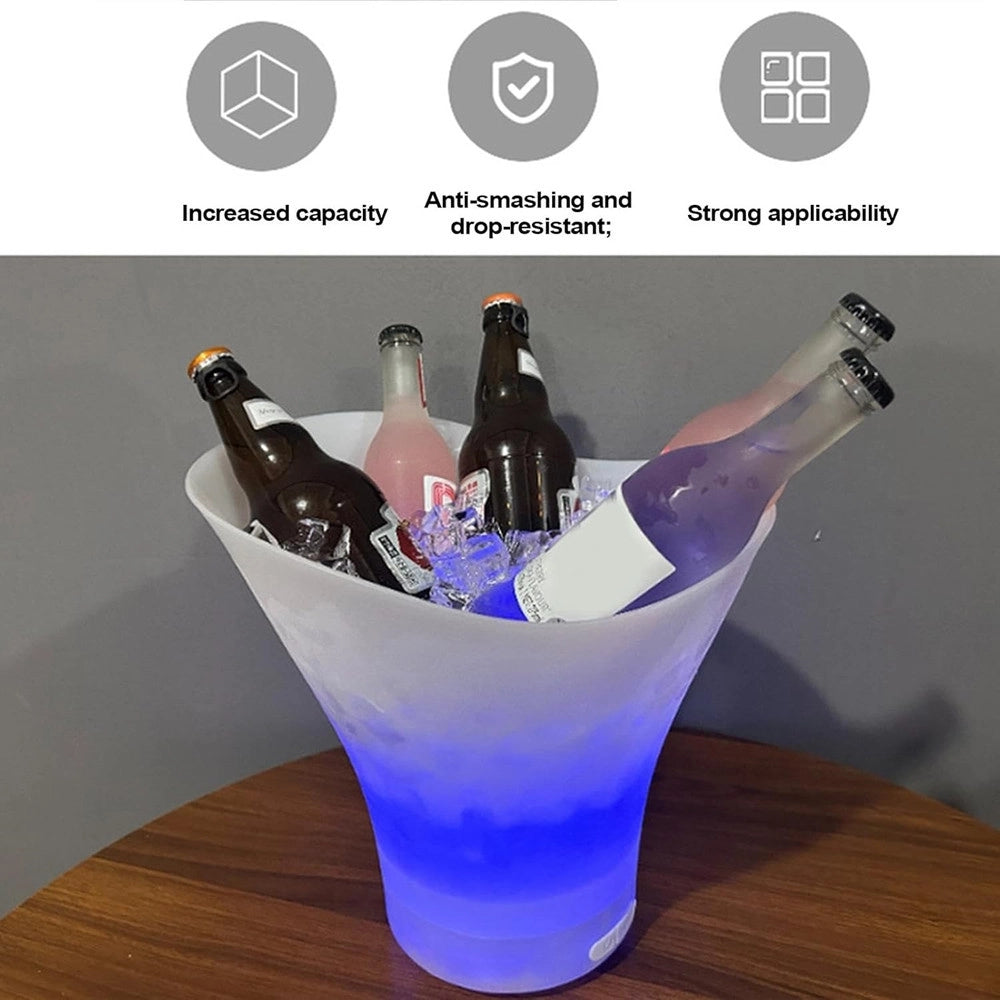 Trade Shop - Secchiello Del Ghiaccio Luci A Led Da 7lt Secchio Refrigerante Bevande Ricarica Tipo C -