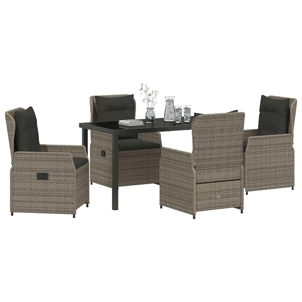 Set da Pranzo per Giardino 5 pcs Grigio polyrattan 3380955