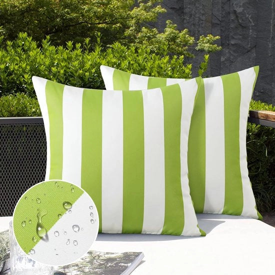 Set di 2 Copricuscini Acquaparanti con Disegno a Strisce, Copricuscino Decorativo per Esterno, Copricuscino Decorativo per Bancali, Copricuscino per Bancali per Divano, Copricuscino per Esterno per Sala da Pranzo, Balcone, Giardino, Auto (Erba)