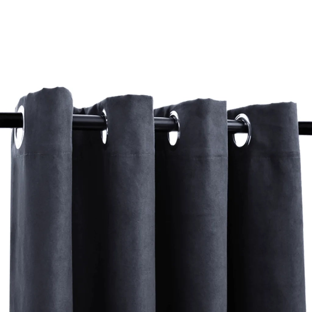 Tende Oscuranti con Anelli in Metallo 2 pz Antracite 140x225 cm 134459
