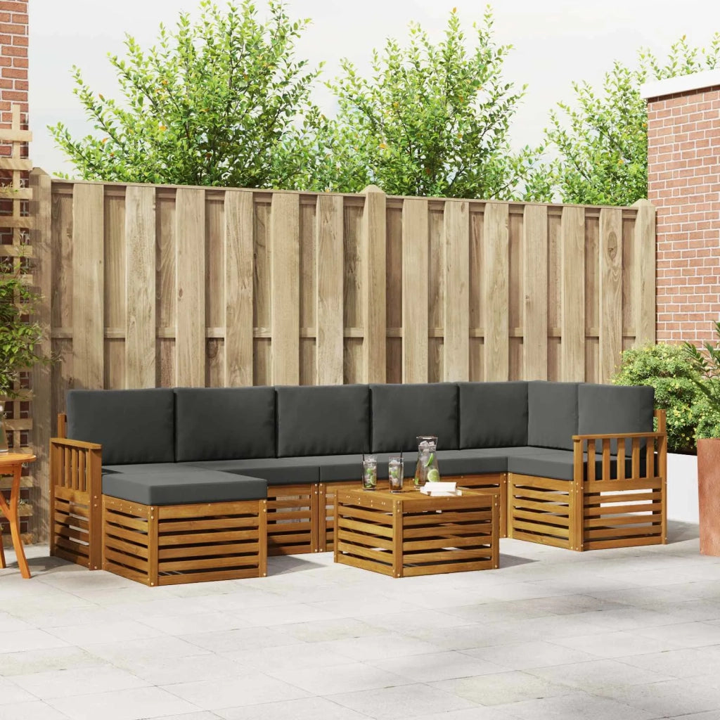 Set di divani da esterno con cuscino 8 pcs Naturale e Antracite