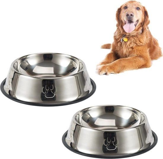 Set di Ciotole per Cane in Acciaio Inox RVS, Antiscivolo e Resistente al Lavastoviglie, da 2 pezzi