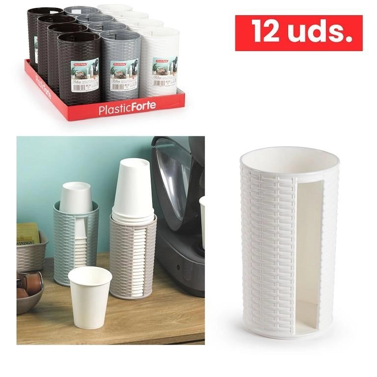 1 Pezzo Portabicchieri da Tavola Effetto Rattan Singolo Vari Colori