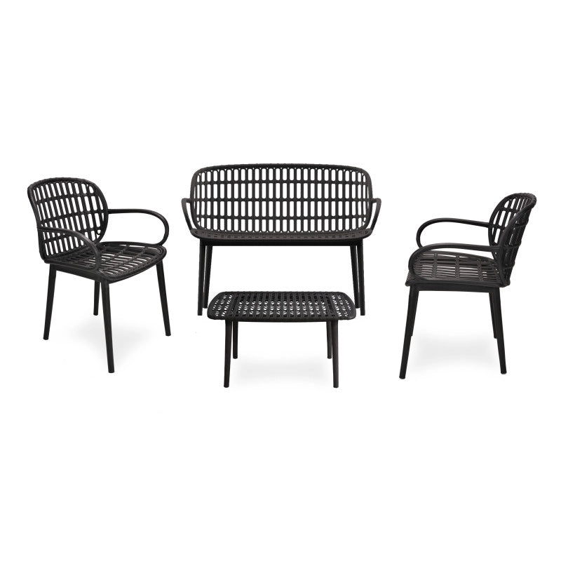 Set tavolino 2 sedie divano Positano Garden set con cuscini 3 colori - Antracite