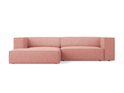 Cosmopolitan Design - Divano angolare sinistro "Arendal" 3 posti in ciniglia rosa 