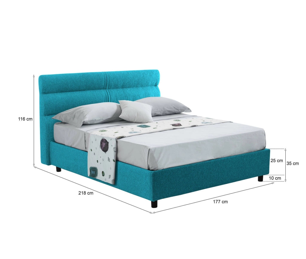 Letto Matrimoniale Brienno, Letto Matrimoniale Sfoderabile Made in Italy, Azzurro