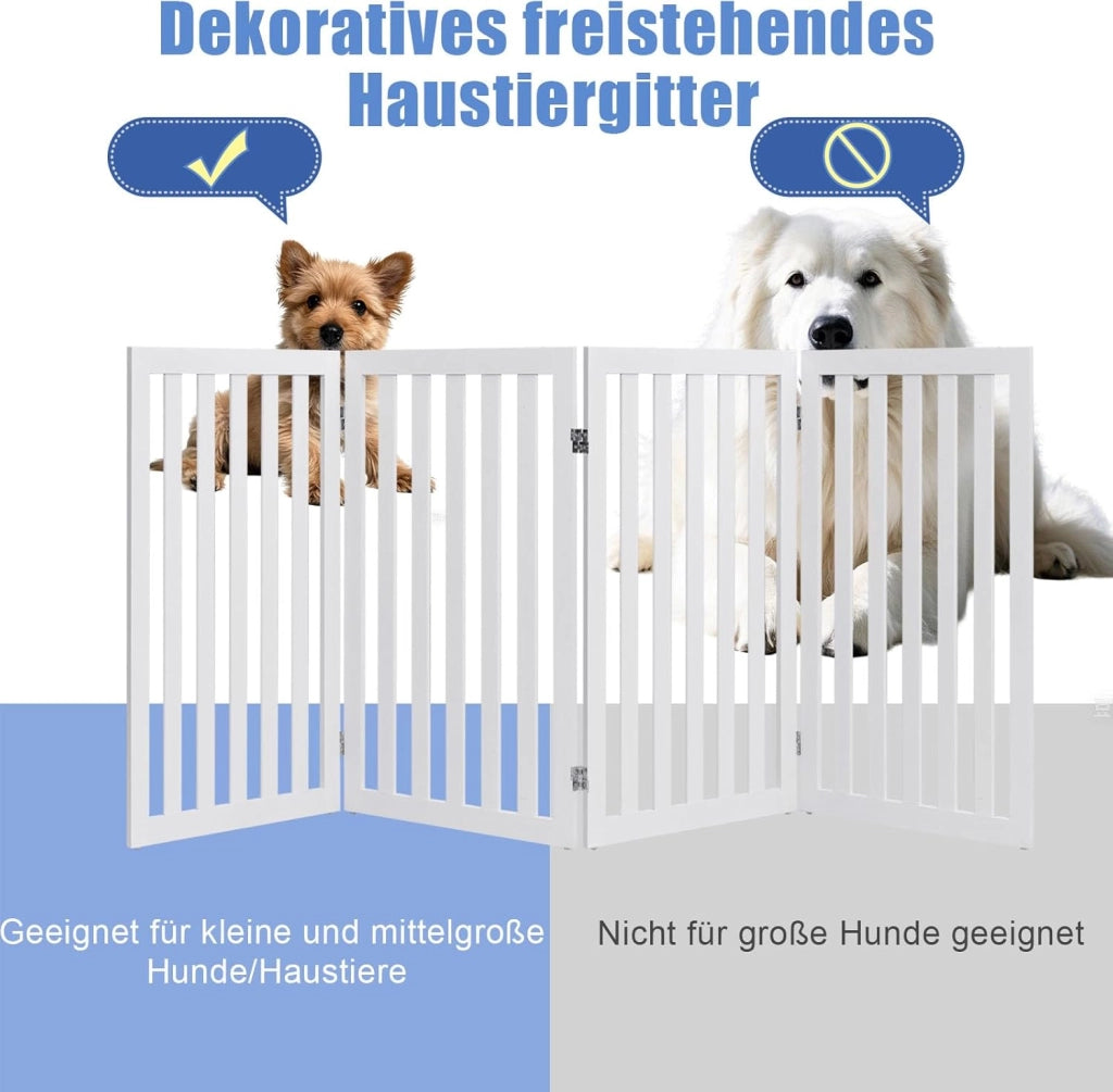 Barriera di sicurezza per cani, recinto per scale e porte pieghevoli, piedini antiscivolo, per cani e gatti, di piccole e medie dimensioni, per scale, porta, bianco (4 x 89 x 50 cm)