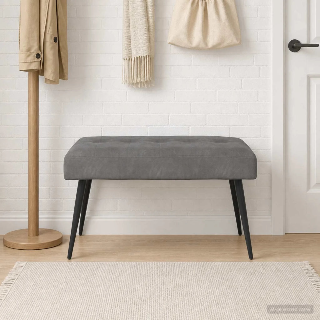 Panchina con bottoni imbottiti Grigio Scuro 80 x 40 x 46 cm 42038516