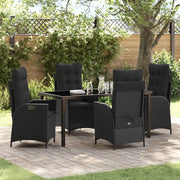 Set da Pranzo per Giardino con cuscino 5 pcs Nero polyrattan 3380487