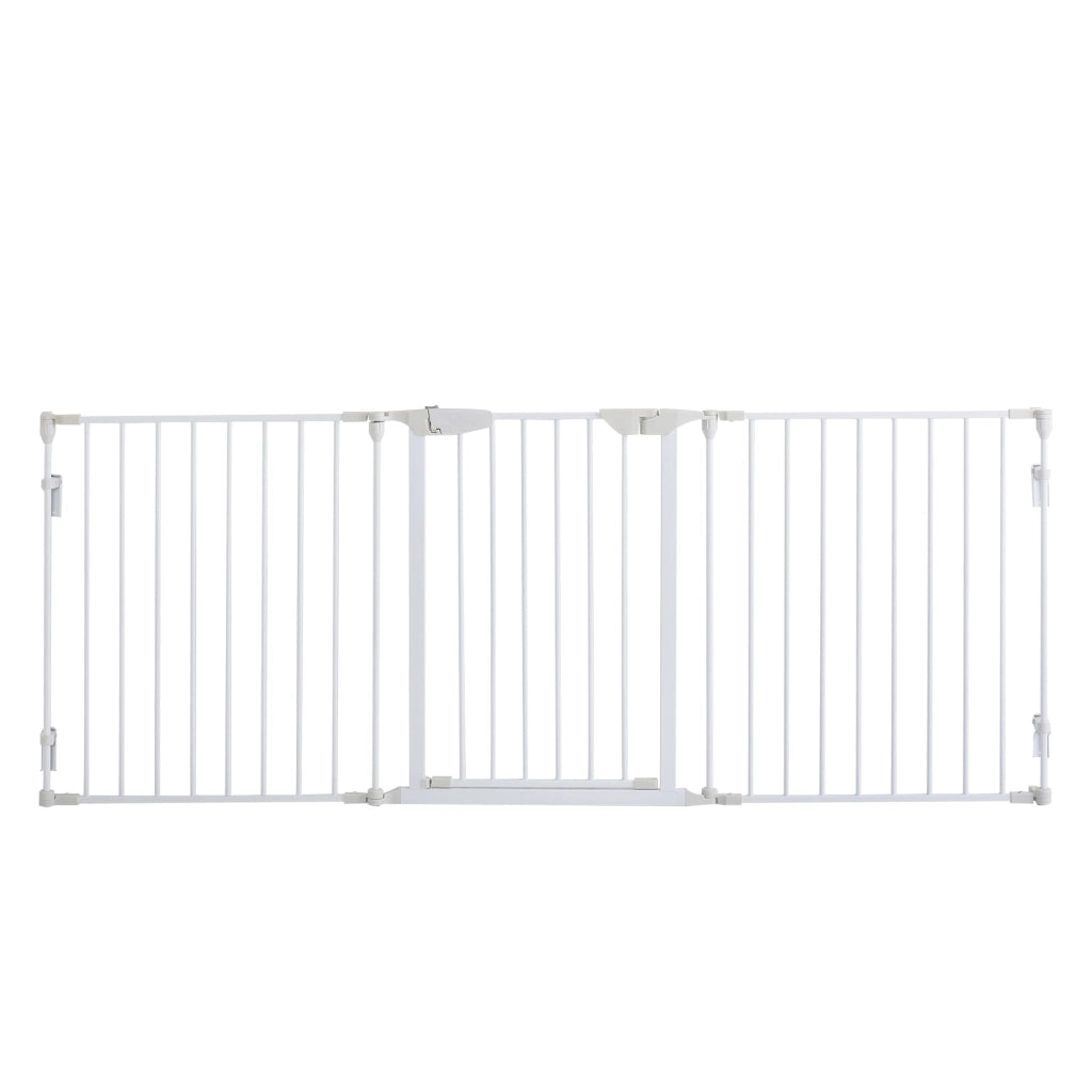 Cancelletto per Cani con Chiusura Automatica e Sistema di Blocco. in Metallo e Plastica. 180x74.5 cm. Bianco