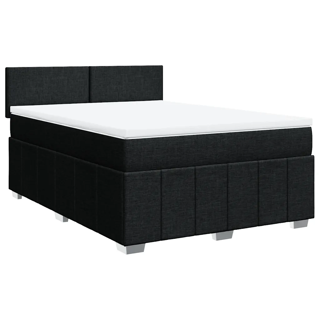Giroletto a Molle con Materasso Nero 140x200 cm in Tessuto