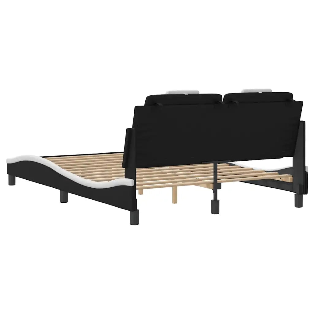 Giroletto Viana senza Materasso Nero e Bianco 140x200 cm in Similpelle