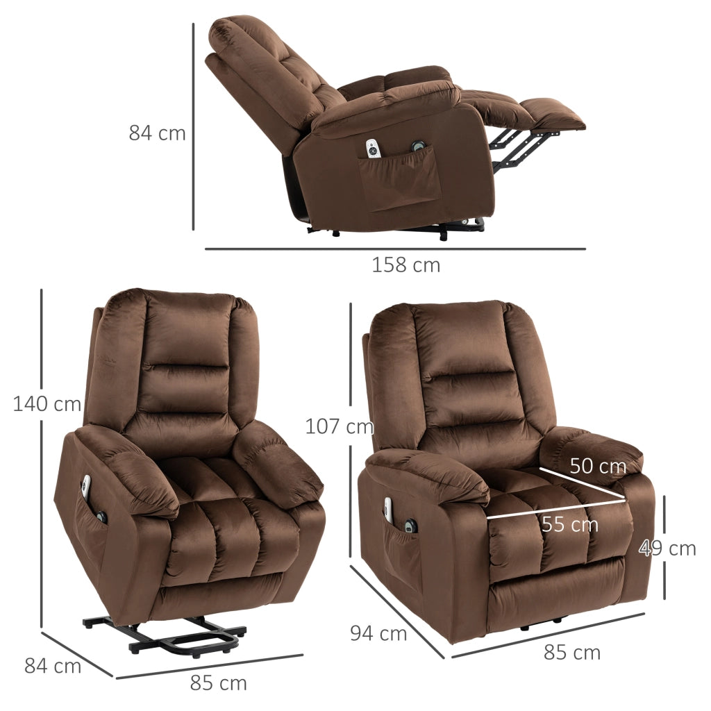 Poltrona Relax Alzapersona Reclinabile Massaggiante Riscaldata ¨C Xylo ¨C Velluto Marrone