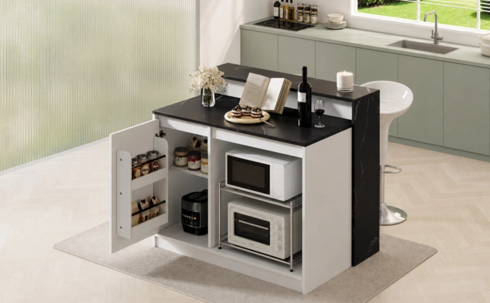 TAVOLO Cucina multifunzionale 120x80x100 cm MDF e Melammina Nero Bianco