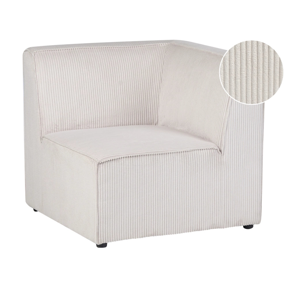 Modulo a un posto con angolo destro in velluto a coste beige stile moderno